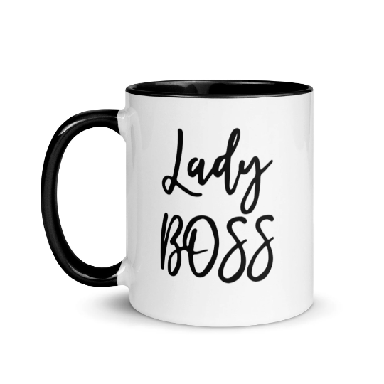 Lady BOSS White Ceramic  Mug With Color Inside
